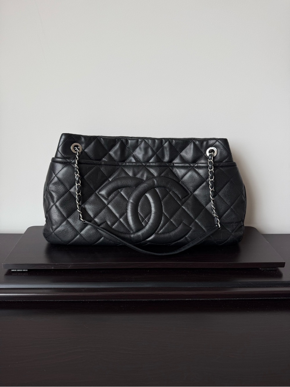 CHANEL Black Caviar CC Timeless Soft Tote Large SHW